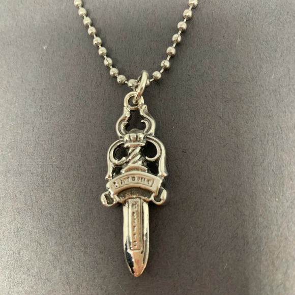 Authentic Chrome Hearts Dagger Pendant Necklace Sterling Silver